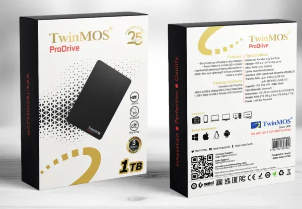 HDD E2.5" TwinMOS 1TB USB3.0 TM1000GPD Slika 1