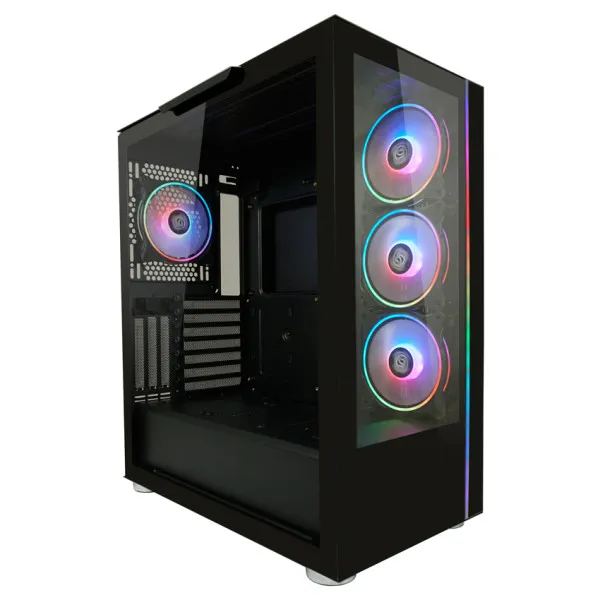 Kuciste LC Power LC-808B-ON Skylla_X, Midi-ATX Case, black, 4x120mm ARGB fan Slika 1