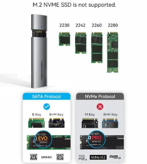 SSD Rack Vention KPEH0 M.2 NGFF USB-C 3.1 Aluminium Slika 5