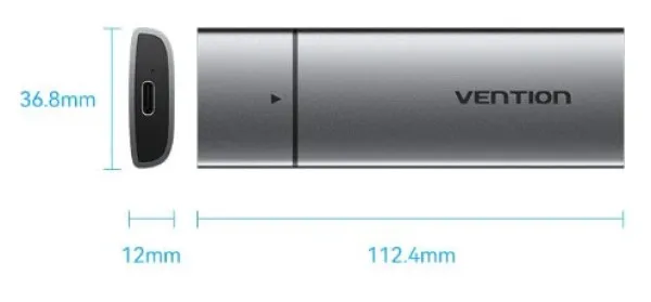 SSD Rack Vention KPEH0 M.2 NGFF USB-C 3.1 Aluminium Slika 6