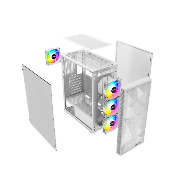 Kuciste Raidmax Talos window/White, 4x 120mm FRGB/650W/RT650RGBW Slika 2