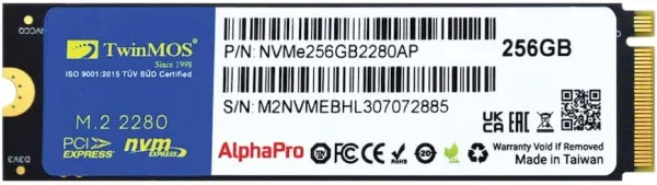 SSD M.2 NVMe 256GB TwinMOS AlphaPro 3600/3250MB/s, NVMe256GB2280AP Slika 1