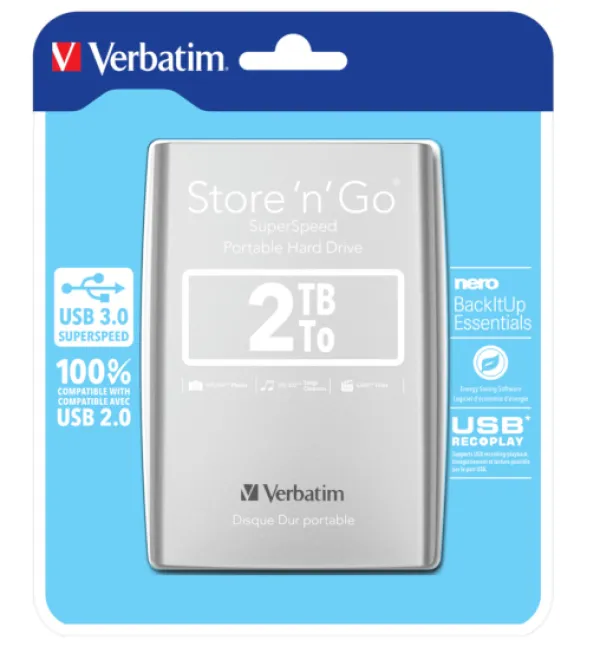 HDD E2.5" Verbatim 2TB USB 3.0 Store'n'Go 53189, Silver Slika 4