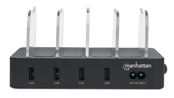 USB punjač 4-port Manhattan 102261 5V/2.4V/34W/držač za telefon Crni Slika 2