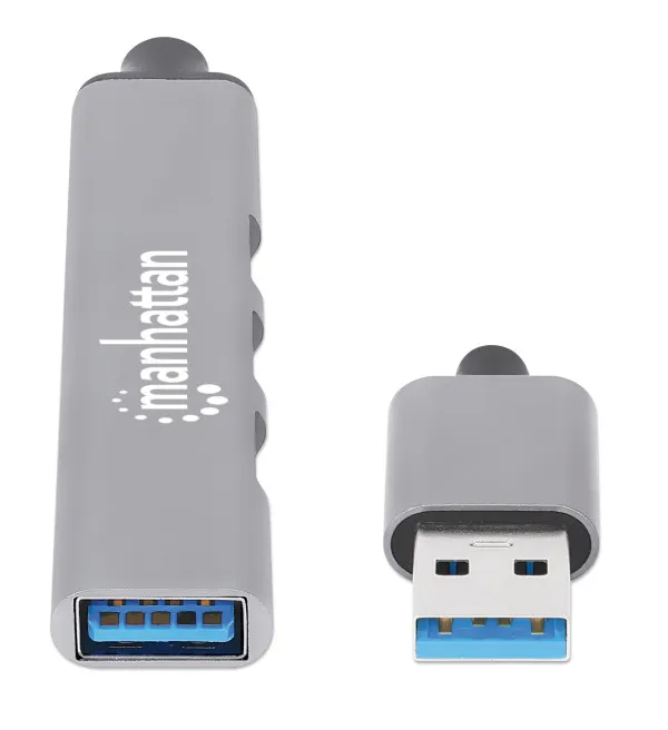 USB HUB 4port Manhattan 168427 3.0/3xUSB 2.0 480Mbps/1xUSB 3.0 5Gbps/sivi Slika 2