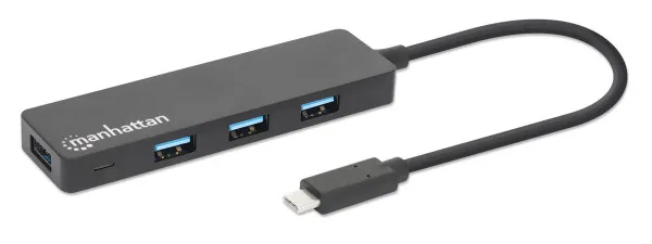 USB-C HUB 4port Manhattan 164924 3.2 G1/5Gbps/Crni Slika 1