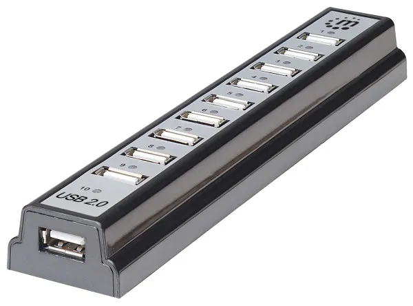 USB HUB 10port Manhattan 161572 2.0/480Mbps/Crni Slika 1