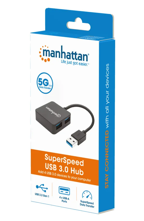 USB HUB 4port Manhattan 162296 3.2 G1/5Gbps/Crni Slika 3