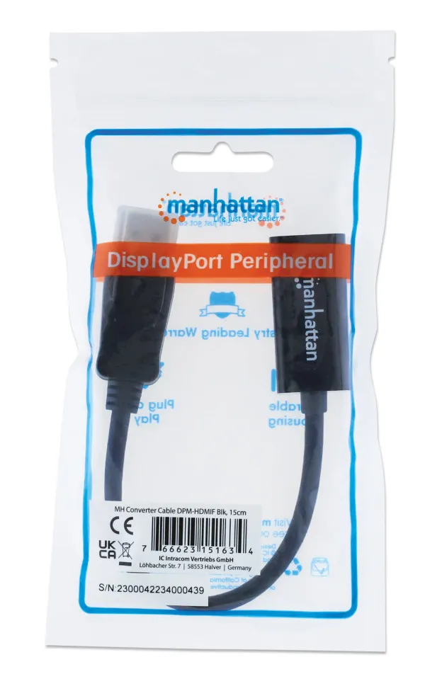 Adapter Manhattan 151634 DisplayPort/M - HDMI/F 1080p Crni Slika 2