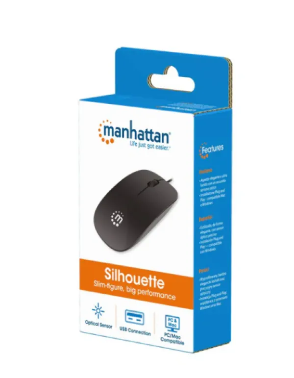 Miš USB Manhattan Silhouette 177658, black Slika 5