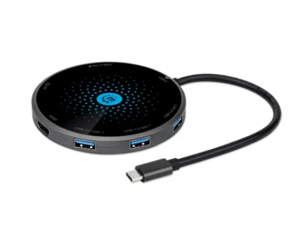 Docking station Manhattan 166560 8in1 USB-C - HDMI/3xUSB/CR/PD 60W/bež. punjač Slika 1