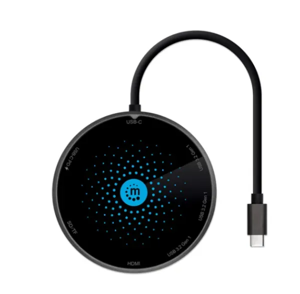 Docking station Manhattan 166560 8in1 USB-C - HDMI/3xUSB/CR/PD 60W/bež. punjač Slika 2