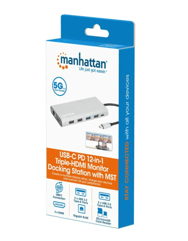 Docking station Manhattan 130660 12in1 USB-C - 3xHDMI/4xUSB/LAN/CR/PD 100W Slika 7