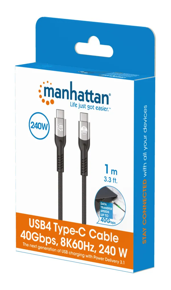 Kabl Manhattan 356374 USB-C M/M 3.1/8K/60Hz/Thunderbolt 4/40Gbps/PD/1m Slika 7