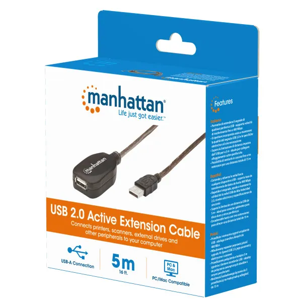 Kabl Manhattan 519779 USB-A M/F 2.0/480Mbps/produžni aktivni/5m Slika 4
