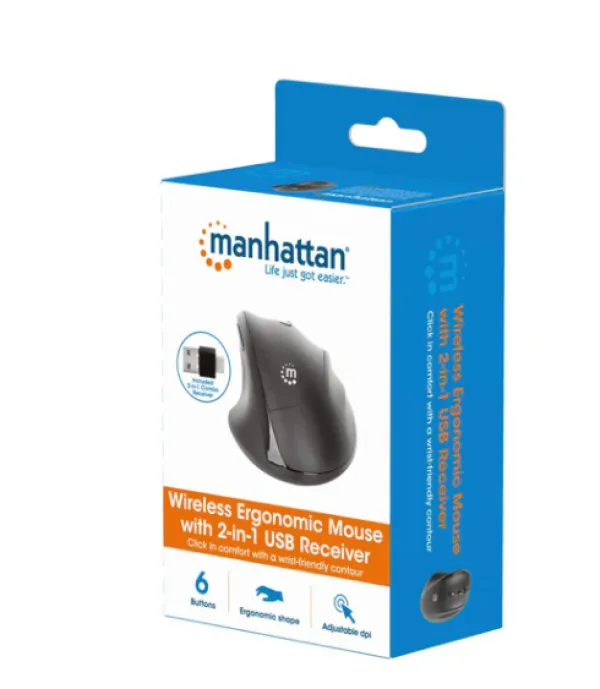 Miš Wireless Manhattan Ergonomic 190237, black Slika 5