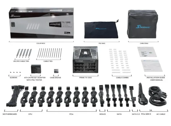 Seasonic Napajanje 1300W SeaSonic PRIME TX PLATINUM, PRIME-TX-1300-ATX30 / SSR-1300TR2 Slika 2