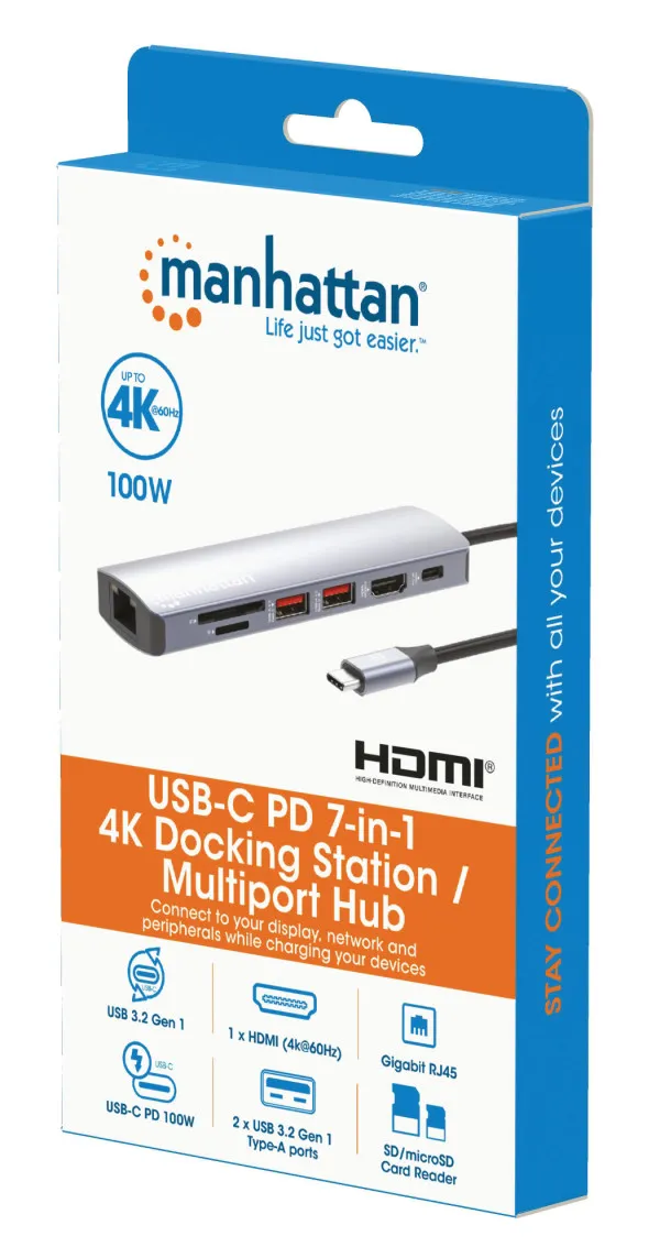 Docking station Manhattan 153966 USB-C - HDMI/USB-A/C/GLAN/CR/PD100W Slika 5