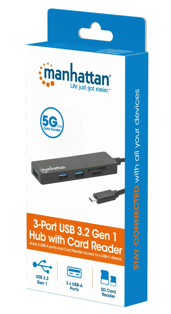 USB-C HUB 3port Manhattan 164948 3.2 G1/5Gbps/CR/Crni Slika 4