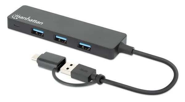 USB-C HUB 4port Manhattan 180863 3.2 G1+USB-C/5Gbps/Crni Slika 1