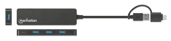 USB-C HUB 4port Manhattan 180863 3.2 G1+USB-C/5Gbps/Crni Slika 2
