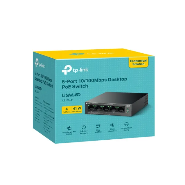 TP-Link LAN Switch TP-LINK LS105LP 5port 10/100 4-PoE metalno kućište Slika 5