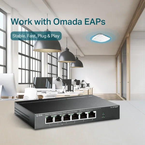 TP-Link LAN Switch TP-LINK TL-SF1006P 6-port 10/100 4-Port PoE+ Slika 5