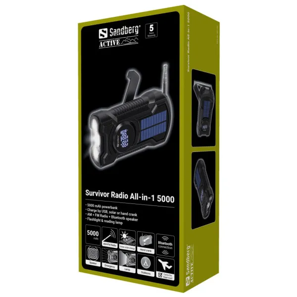 Powerbank Sandberg AIO 421-03 radio/zvučnik/solarni punjač/5000mAh Slika 4