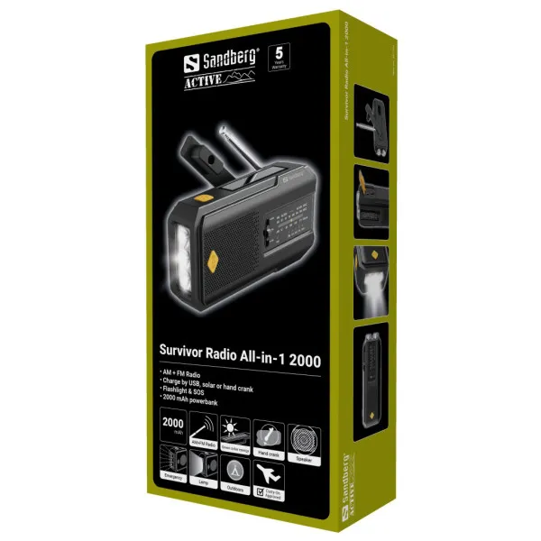 Powerbank Sandberg AIO 421-04 radio/zvučnik/solarni punjač/2000mAh Slika 5