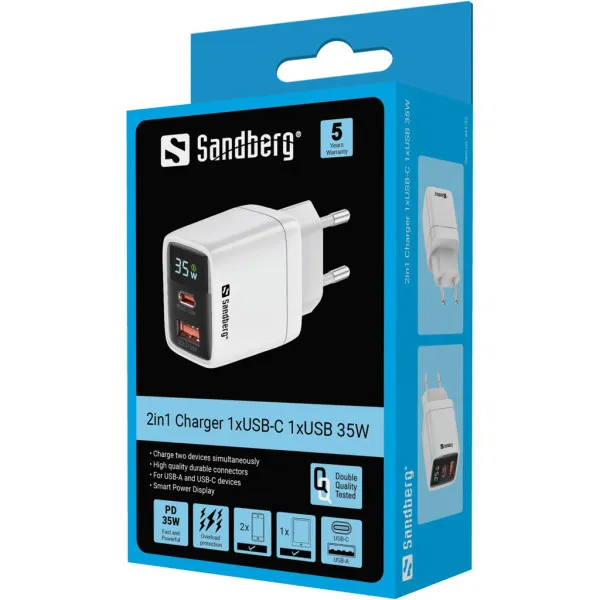Kućni punjač Sandberg 2u1 441-52 1xUSB/1xUSB-C 35W Slika 3