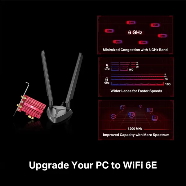 LAN MK PCI-E TP-Link Archer TXE72E WiFi 6 AX5400 dual band 2xExterna antena Slika 5