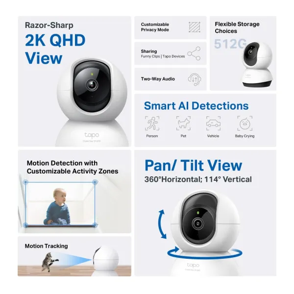 Wi-Fi kamera TP-Link Tapo C220 PZT/4MP/QHD/do 512GB Slika 2