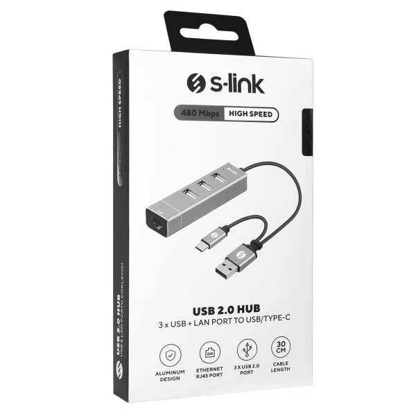 Adapter USB S-link SW-U222 USB 2.0/USB-C na LAN 10/100Mbps Slika 4