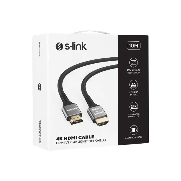 Kabl S-link SLX-HD4K10 HDMI na HDMI M/M v2.0 4K/30Hz Metal 10m Slika 4