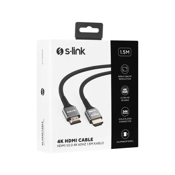 Kabl S-link SLX-HD4K015 HDMI na HDMI M/M v2.0 4K/60Hz Metal 1.5m Slika 4