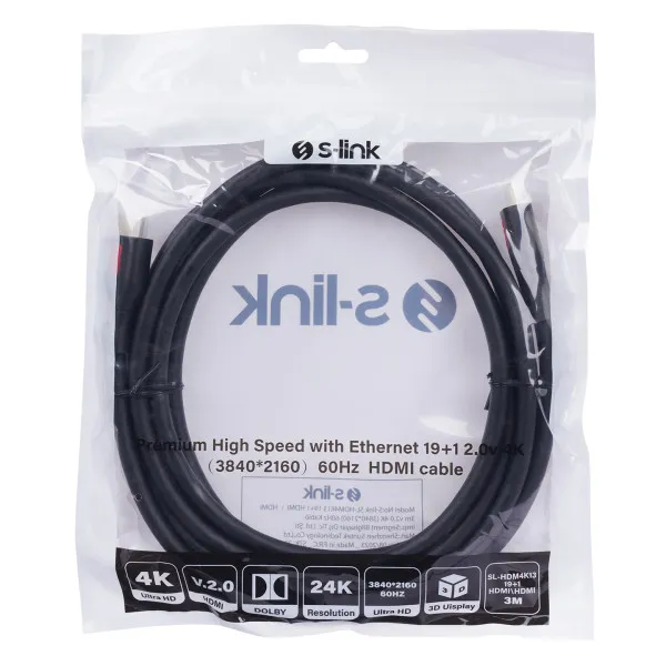 Kabl S-link SL-HDM4K13 HDMI na HDMI M/M v2.0 4K/60Hz 3m Slika 4