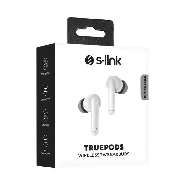 S-link Slušalice sa mikrofonom S-Link TruePods TWS IPX4 Bluetooth bele Slika 6