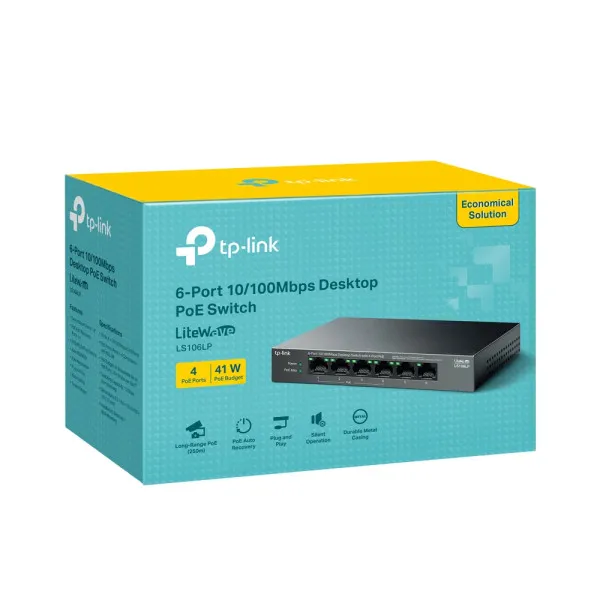 Nedefinisan LAN Switch TP-LINK LS106LP 6port 10/100/1000Mbps/4-PoE metalno kućište Slika 4