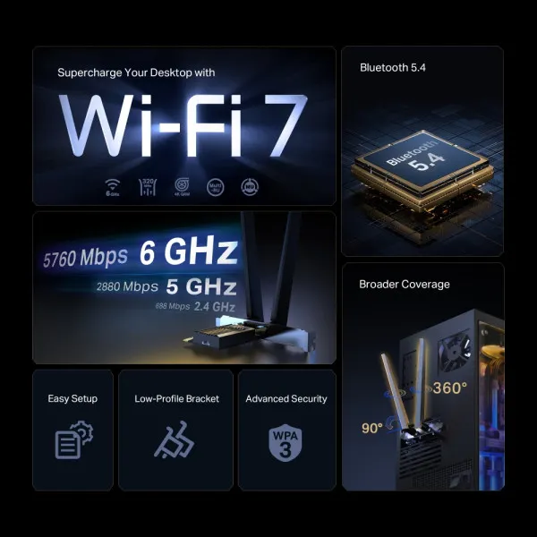 Nedefinisan LAN MK TP-LINK TBE552E BE9300/WiFi7/ PCIe/BT5.4 Slika 4