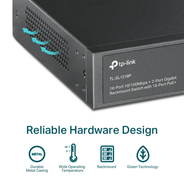 TP-Link LAN Switch TP-LINK TL-SL1218P 16x10/100 PoE/2x1Gb PoE/1xSFP/150W Slika 8