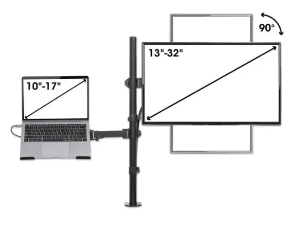 Nosač za monitor sa postoljem za laptop Manhattan 462136 13"-32" Slika 3