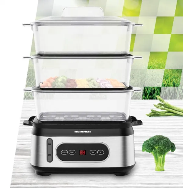 Aparat za kuvanje na pari HEINNER HSA-D950SS 3 posude/1,5l/950W Slika 2