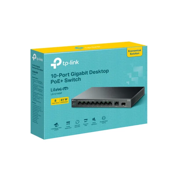 TP-Link LAN Switch TP-LINK LS1210GP 9x1G/1xSFP/8PoE/61W Slika 2