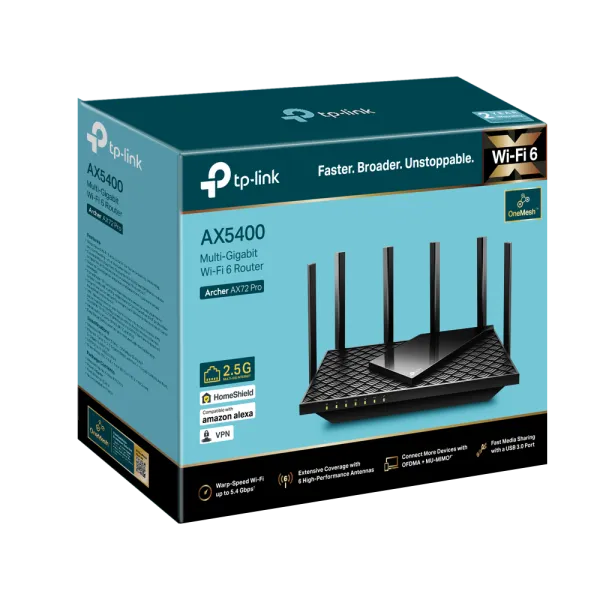 LAN Router TP-Link Archer AX72 PRO AX5400/WiFi6/3GLAN/1GWAN/1x2,5G WAN-LAN/USB Slika 5