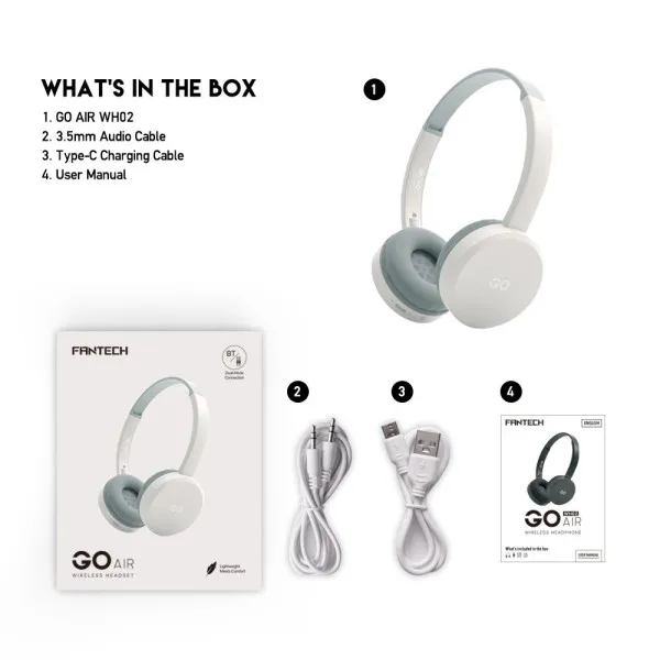 Bluetooth slušalice Fantech GO Air WH02 sive Slika 2