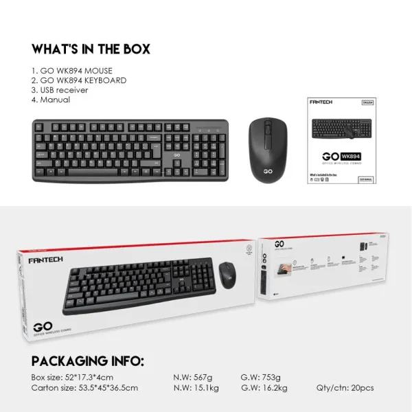 Tastatura + Mis Wireless Fantech WK-894 US crna Slika 3
