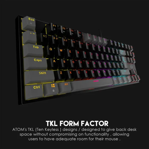 Tastatura USB Fantech MK876 RGB Atom TKL (Blue switch) US crna Slika 4