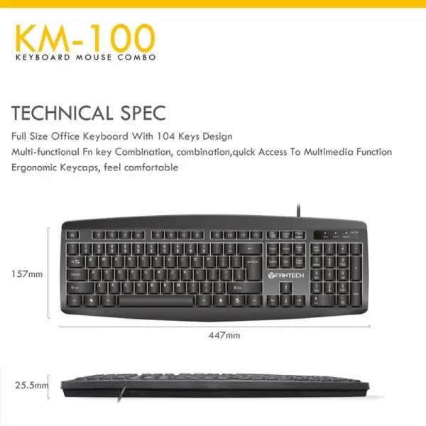 Tastatura + Mis USB Fantech GO KM-100 US crna Slika 1