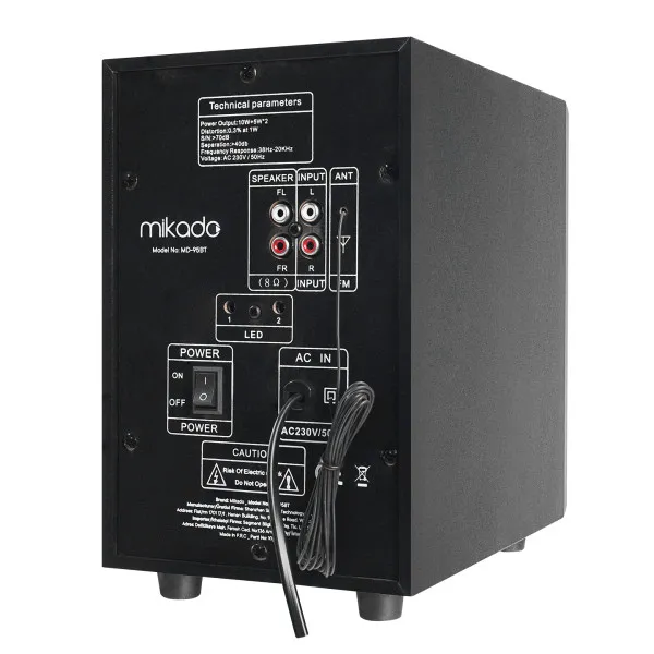 Zvučnici 2.1 Mikado MD-95BT 20W FM, Bluetooth, SD, USB crni Slika 2