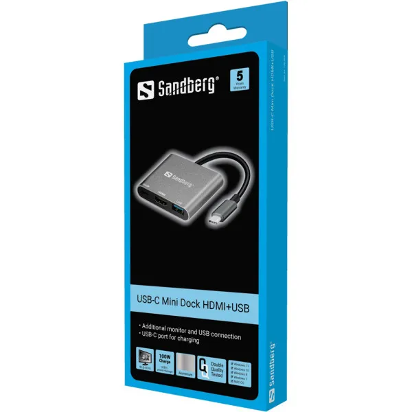 Adapter Sandberg 136-00 USB-C na HDMI+USB A+USB-C Slika 2